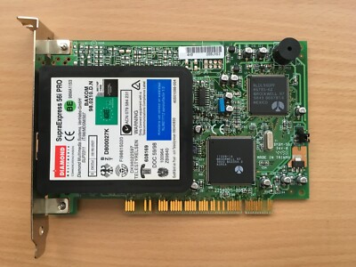 Vintage Diamond Multimedia SupraExpress 56i PRO 56K Fax Modem PCI Karte & Handbuch
