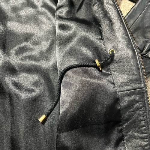 Worthington Genuine Lambskin XL Leather Black Coat Jacket Fox Fur Hood Zipper - Picture 6 of 13