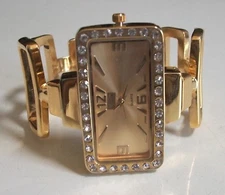 Women's Gold Finish Rhinestone Fashion Dressy Party Wear/Casual  Bangle Watch 