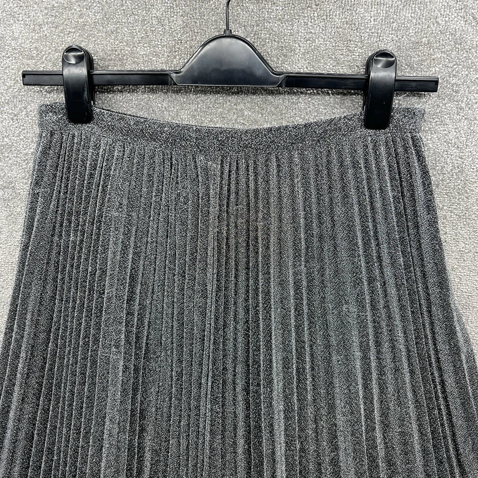 Falda Whistles Mujer Talla UK 12 Plateada Plisada Línea A Brillo Brillo Hasta la Rodilla Foto 3 de 4
