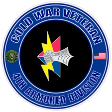 Cold War Veteran 4th Armored Division Bumper Sticker Military Vinyl Decal 5"