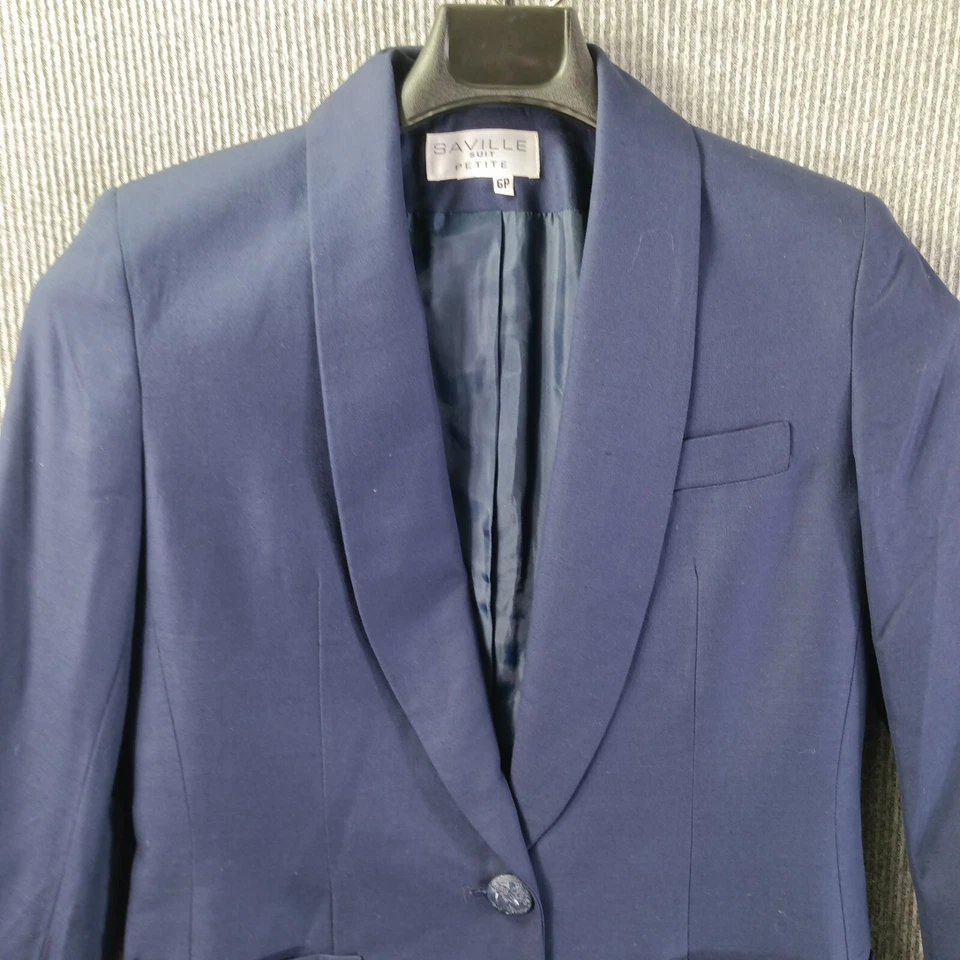 Saville Petite Falda Traje Mujer 6P Azul Marino 2 Botones Almohadillas para el Hombro Bolsillos Foto 2 de 4