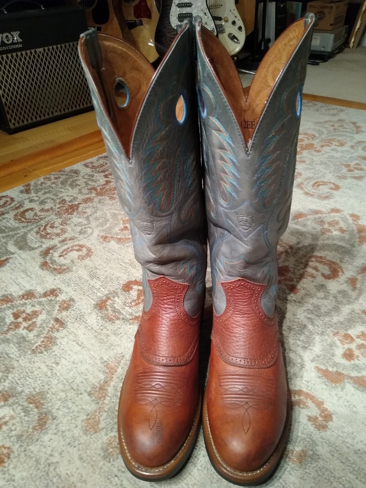ARIAT HERITAGE BROWN LEATHER R TOE 16" BUCKAROO COWBOY BOOTS 35299 MEN