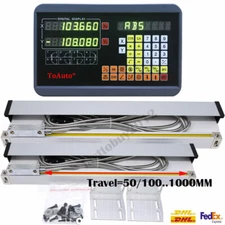 Digital Readout DRO Display+2pc Linear Glass Scale 2Axis Kit Mill Lathe Machine