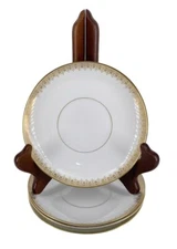 Antiq L Bernardaud Limoges France D & C Gold Filigree Trim 5.5” Saucer Set Of 4