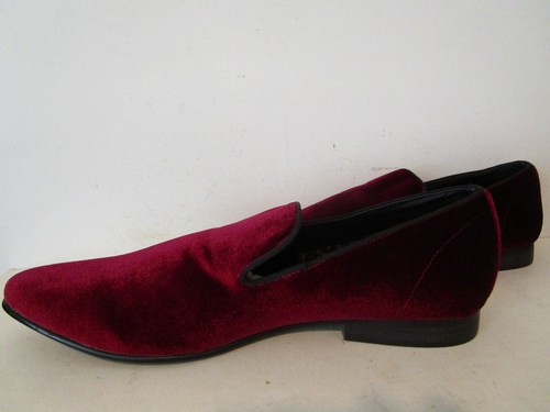 Steve Madden Mens Laight Velvet Smoking Slippers Loafers Burgundy Size 9 - Picture 4 of 6