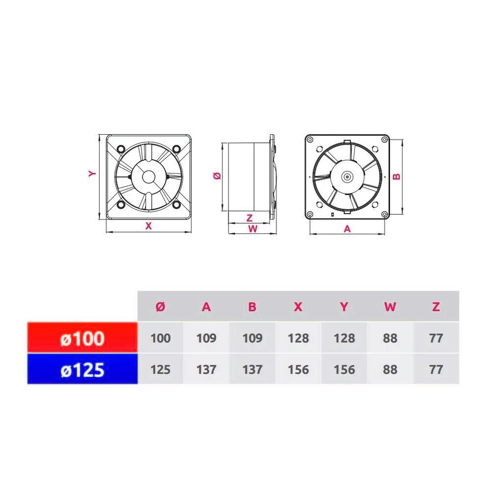 100mm / 4in Bathroom Extractor Fan Pull Cord Timer Humidity Sensor Silent Turbo - Image 4 of 4