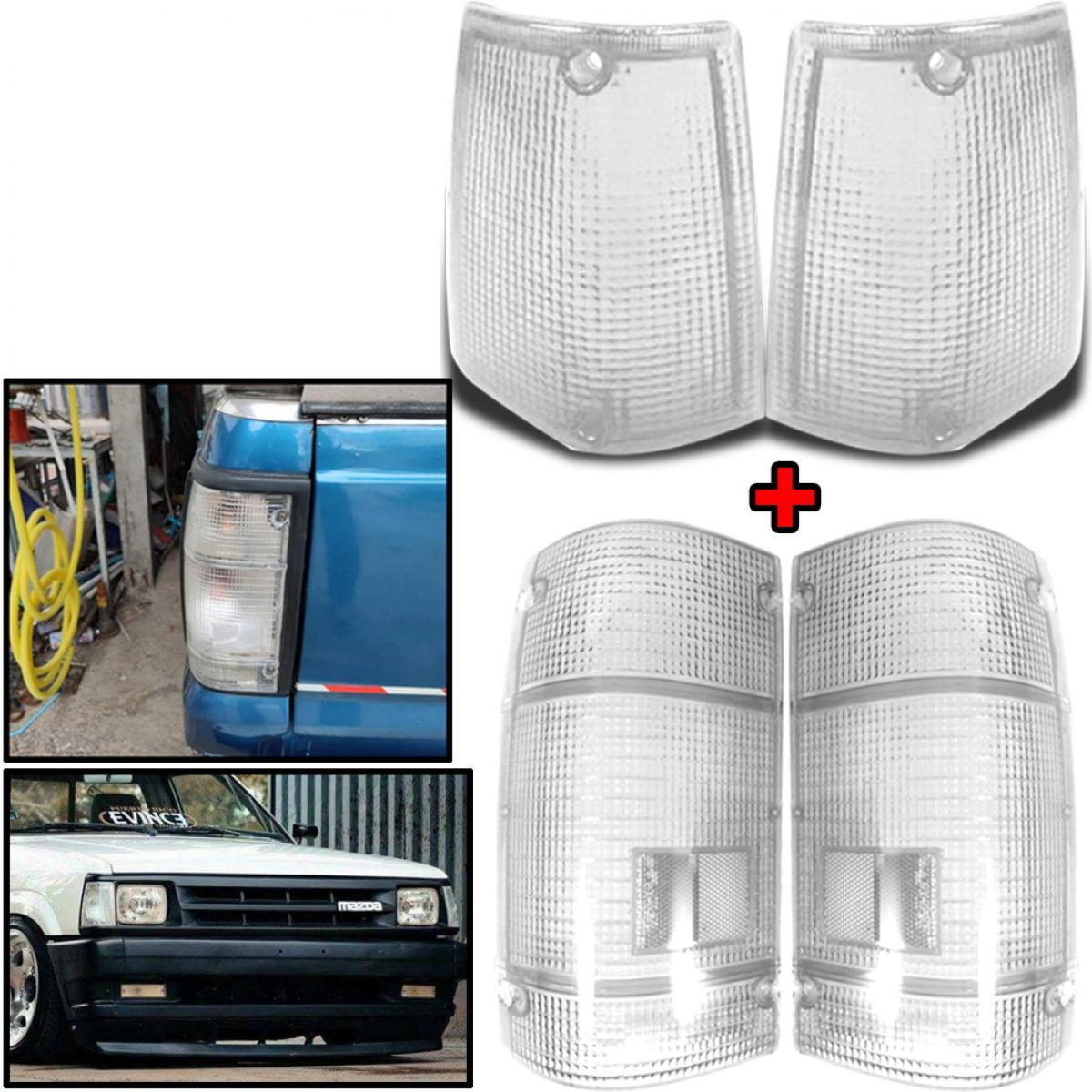 Pair Of Clear Front Turn Signal Lights (Left & Right) For Mazda B2000 B2200 B2600 Pickup Trucks