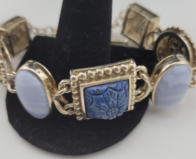 Whitney Kelly SS 925 & Opal, Blue Lace Agate, Lapis  and Turquoise Bracelet