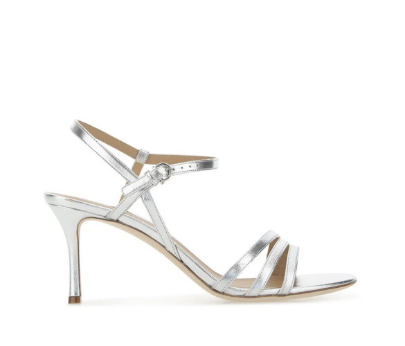 Ferragamo シルバーオープントゥウェッジヒール Salvatore Ferragamo Idwige High Heels Sandals, ankle strap