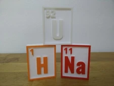 Periodic Table of the Elements Element Tile Sculpture Art Piece, Choice of Color