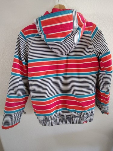 ROXY Snowboarding Multi Color Striped Jacket Girls Size L/12 - Picture 3 of 15
