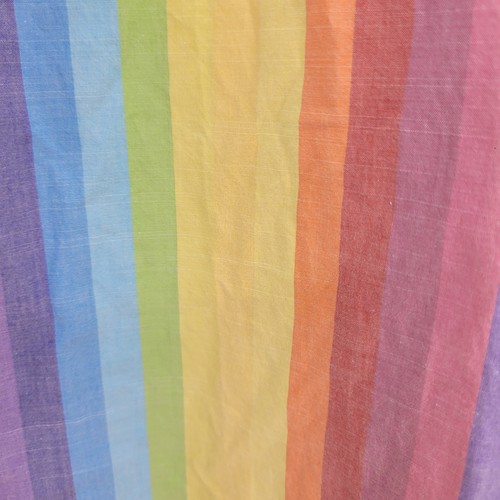 M.D.S. Kleid Streifen Shirtkleid Regenbogen Trägerkragen A-Linie Midi Taschen Gr. 2 - Bild 4 von 12