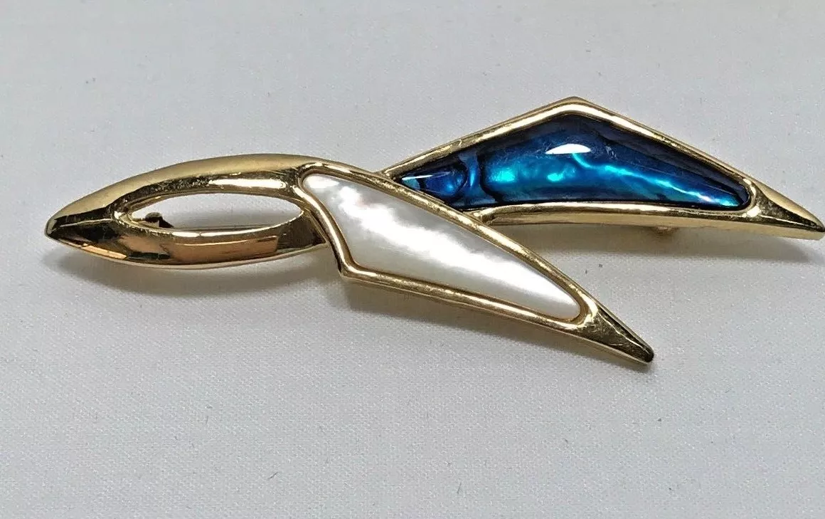 Vintage Butler Fifth Avenue Collection Gold Tone Enamel Abstract Brooch