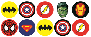 Super hero Cup cake Topper birthday party decoration PRECUT Superhero mix images