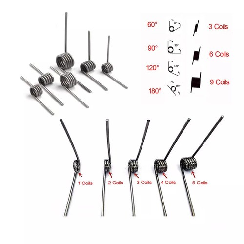 Wire Dia 0.5mm Torsion Spring Clamp Springs OD 3-6mm 3-9 Coils Clockwise Winding - Picture 3 of 17