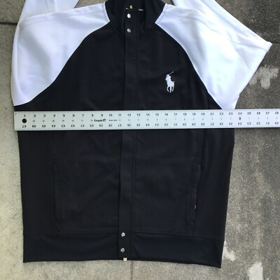 Vintage Polo Ralph Lauren Men Large Full Zip Black White Track