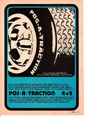 1972 POS-A-TRACTION TIRE ~ ORIGINAL PRINT AD