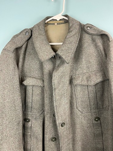 Authentic German Coat Sz 15? Army Olive Wool Military Jacket Green Vintage - Picture 2 of 15