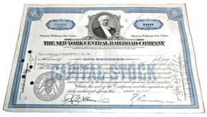 JANUARY 1941 NEW YORK CENTRAL RAILROAD NYC STOCK CERTIFICATE