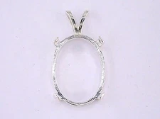 Oval Fancy Cabochon Pendant Setting Sterling Silver  