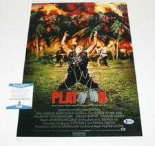 DIRECTOR OLIVER STONE SIGNED 'PLATOON' 12x18 MOVIE POSTER BECKETT COA PROOF