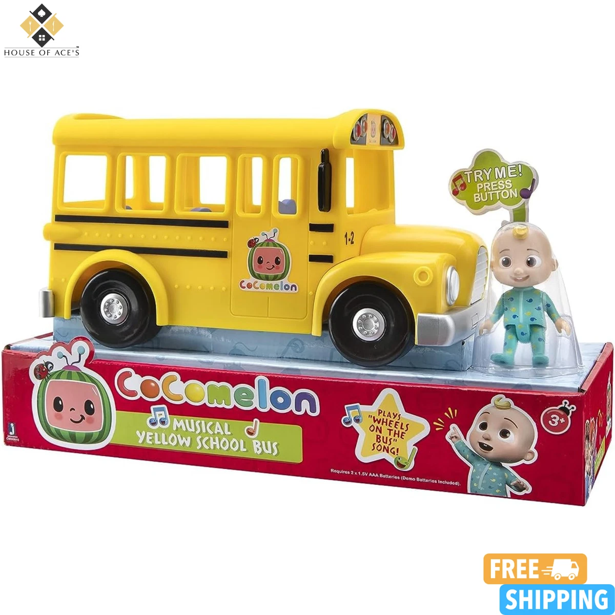 CoComelon Musical Yellow School Bus Plays Wheels On The Bus Kids