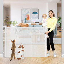 Extra Tall 42" Retractable Mesh Gate for Kids Pets - Wide Doorway Safety