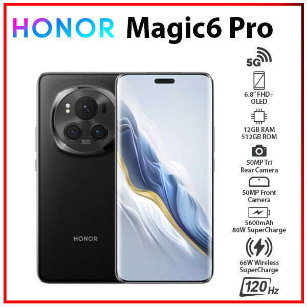 Unlocked) HONOR Magic6 Pro 5G 12GB+512GB BLACK Dual SIM Unlocked) HONOR Magic6 Pro 5G 12GB+512GB BLACK Dual SIM