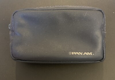 VTG PAN AM AIRLINES ZIPPER COSMETIC TOILETRIES ACCESSORIES BAG 