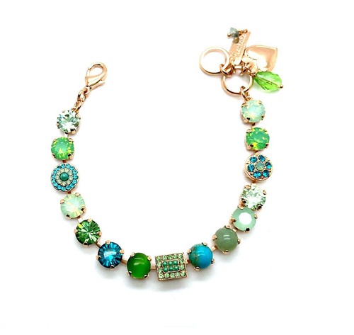 Bracelet By Mariana Woman Unique Turquoise Mineral and Peridot Swarovski Crys... - Picture 3 of 8