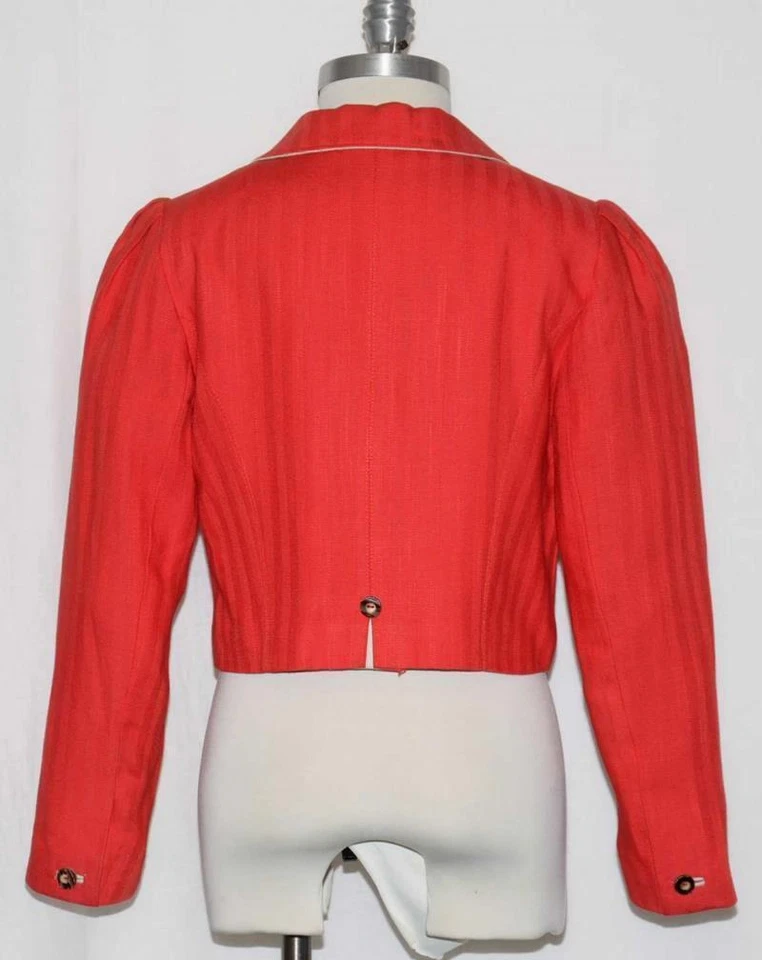 RED Women LINEN German Short Summer Hunting Riding Dress Suit Coat JACKET / 8 S - Image 3 of 4
