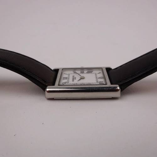 Raymond Weil 5766 Tank Watch Stainless Steel Black Leather Strap Ladies 21mm - Picture 11 of 19