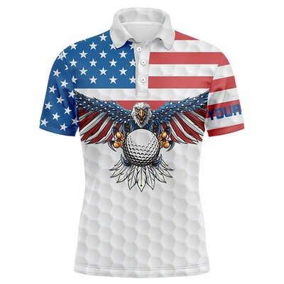 Golf Men Polo Shirt   Custom Name American Flag Eagle Golf Ball Apparel   Person