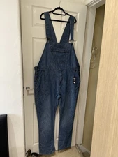 Enzo Mens Denim Blue Dungarees Casual Overalls Jeans. Size 46R