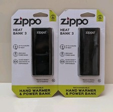 Lot of 2 Zippo HeatBank 3 Rechargeable Hand Warmer  Power Bank 2600mAh Black