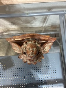 Vintage Gold Cherub Angel 10.5" x 4.5 x 5" Wall Sconce Shelf