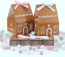 24 Pcs Christmas Gingerbread House Gift Boxes 6.7 x 6.5 x 6.5 in Christmas Co...
