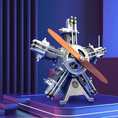 TECHING Five-Cylinder Radial Engine Plane Simulation Metal Machinery Electric