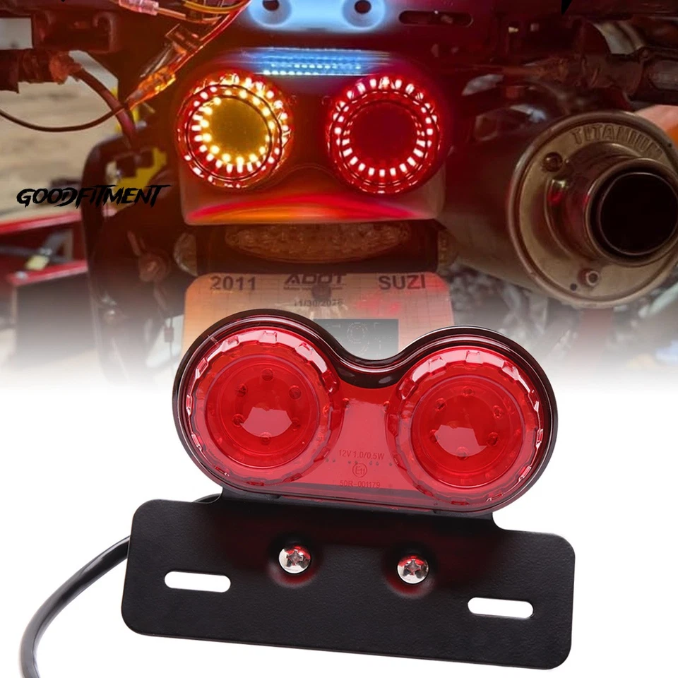 Universal Motorcycle LED Tail Light Brake Stop Turn Signal For Harley Cafe Racer - Image 2 of 4