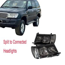 Black Car Headlight Set Fzj100 Fzj105 For Toyota Land Cruiser Lc100