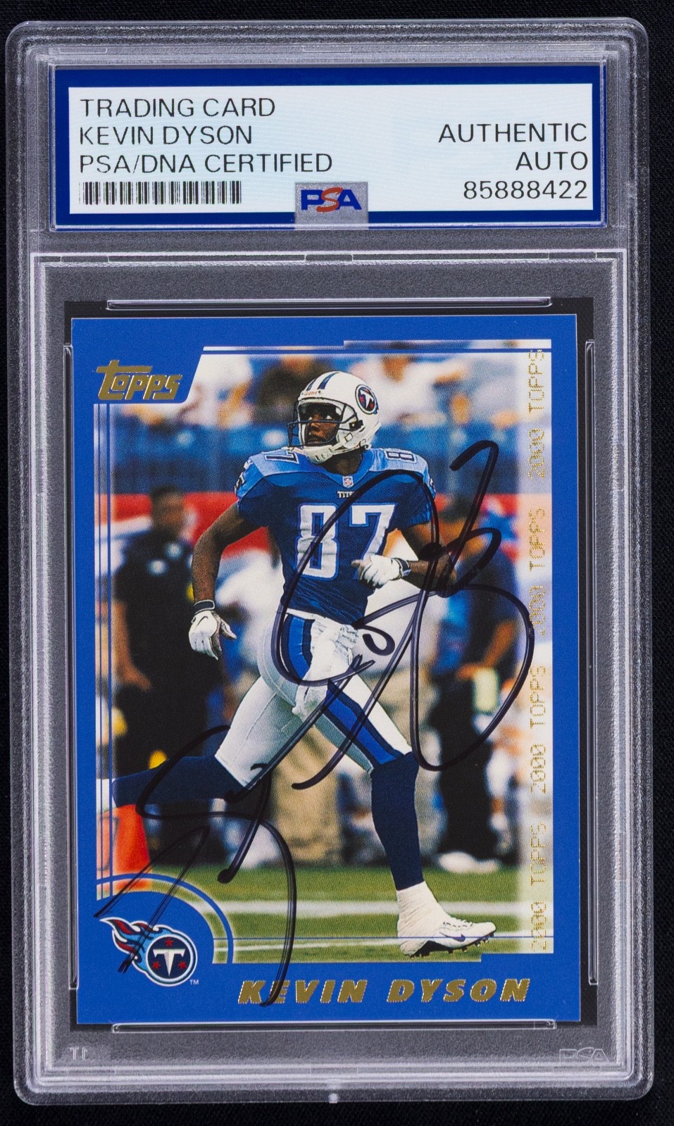 Kevin Dyson Signed 2000 Topps Card #214 (PSA) Tennessee Titans Auto
