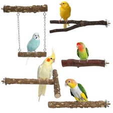 Natural Wood Bird Perch for Parakeets 5PCS Perches for Cage Parrot Hanging Sw...