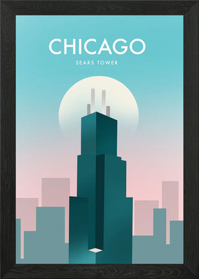Chicago Framed Wall Art Poster Canvas Print Picture