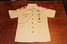 Boy Scouts of America BSA Youth Shirt Tan X-Large XL Glued Patches Short Sleeve