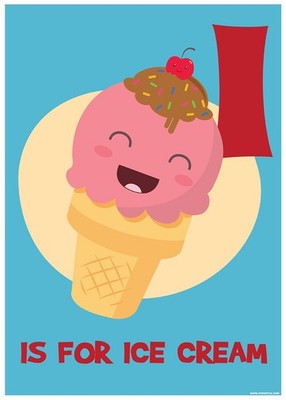 Laminiertes Mini-Poster I Is For Ice Cream