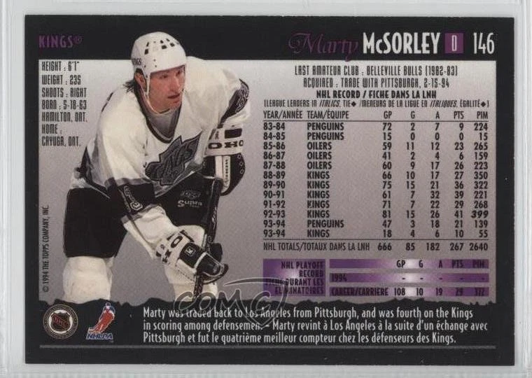 1994-95 O-Pee-Chee Premier Marty McSorley #146 - Image 2 of 2
