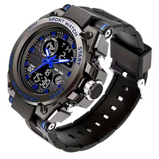 Men Watch Outdoor LED Stopwatch Digital Electronic Large Dual Display Waterproof