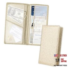 Stacool Bling Car Registration and Insurance Holder with Magnetic Clasp,PU Gold