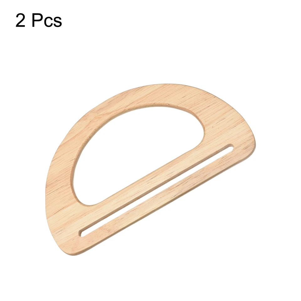6,9" Manici per Borse in Legno Forma di D Ricambio per Fai da Te, 2pz Marrone Chiaro - Immagine 3 di 4